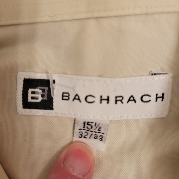 Mens Bachrach button down dress shirt. Beige cream color. 15 1/2 neck.  32/33. - Picture 2 of 3